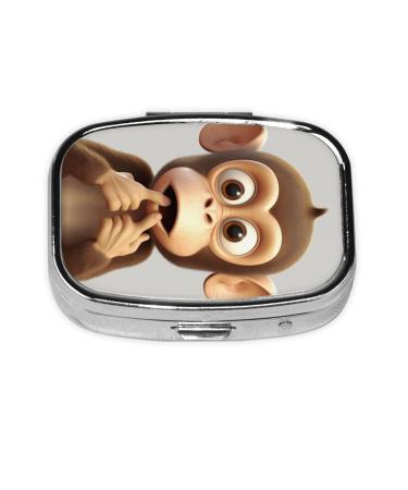 The Silent Monkey Printing 2 Compartment Small Pill Case Cute Small Pill Box Purse Pill Boxs Travel Pill Organizer for Pocket Purse and Travel Gifts