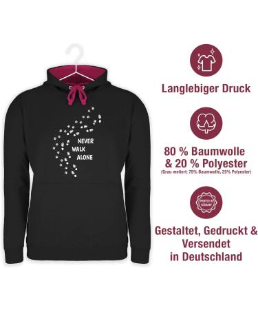 Shirtracer Contrast Hoodie for Dog Owners 'Never Walk Alone' Paw Prints L 4 Black/Fuchsia Perfect Gift for Men & Women - Buy Online on GoSupps.com