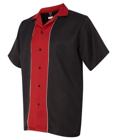 Hilton HP2246 - Quest Bowling Shirt X-Large Black/ Red