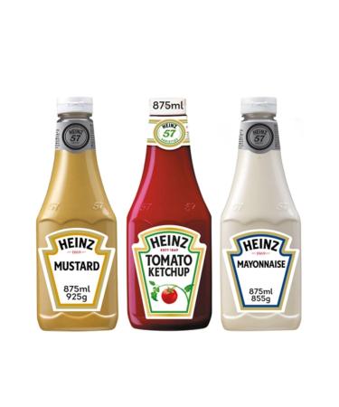 Batch of Heinz sauce: Mustard – Ketchup - Mayonnaise (3x875ml)