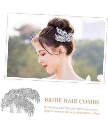 DOITOOL 1pc Wedding Hairpin Wedding Hair Clip Wedding Headpiece Mothers Day Side Combs Wedding Hair Accessories Silver Headpiece Silver Hair Clip Pearl Rhinestone Headgear Leaf Bride - Buy Online on GoSupps.com