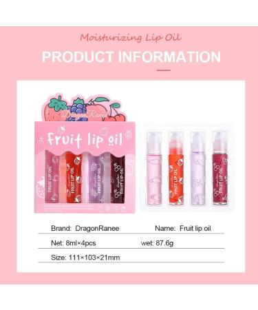 4Pcs Roll On Lip Oil Hydrating Lip Gloss Set Lip Shine Fruit Lip Gloss Transparent Plumping Lip Gloss Natural Shiny Crystal Jelly Liquid Lipstick Long Lasting Lip Care for Women & Girl (4 PCS A001) - Buy Online on GoSupps.com