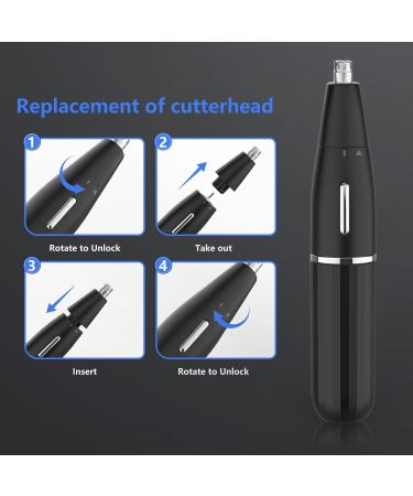 OWill 4-in-1 Ear Nose Hair Trimmer for Men & Women | Flawless Eyebrow & Facial Hair Remover | Stainless Steel Type-C Charge Waterproof Black - Buy Online on GoSupps.com