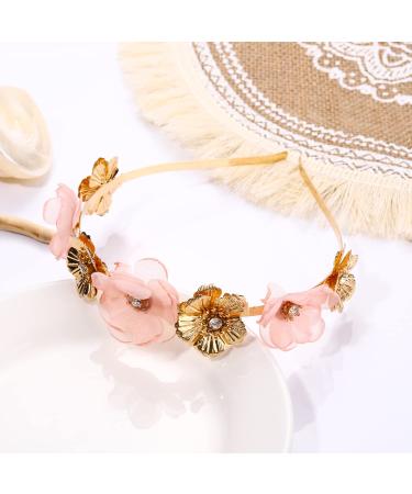 Gold Floral Butterfly Pearl Bridal Headband Set - Wedding Hair Accessories - Buy Online on GoSupps.com