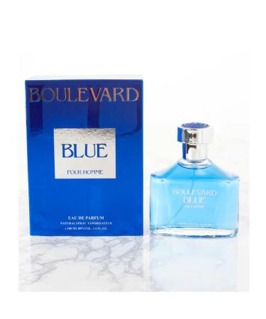 Boulevard Blue Men Perfume 3.4 Fl Oz Eau De Parfum Vaporisateur Spray - Long Lasting Green Leaves Tobacco Blossom Oil From France