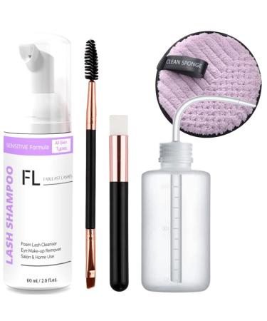 Eyelash Cleanser for Extensions Kit - Sensitive Lash Wash for Eyelash Extensions and Natural Lashes | Oil FREE Makeup & Mascara Remover Lash Cleaner Shampoo - Salon and Home Use (60 ml) - Buy Online on GoSupps.com
