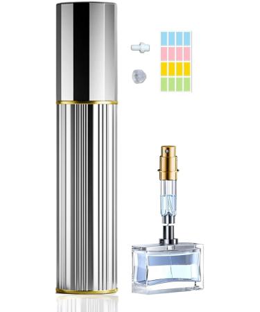10 ml Perfume Atomiser Refillable Filling Technology without Funnel Empty Perfume Atomiser Spray Bottle for Travel Handbag on the Go (Silver)