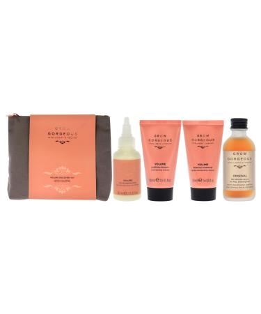 Volume Discovery Kit by Grow Gorgeous for Unisex - 4 Pc 1.6oz Volume Bodifying Shampoo 1.6oz Volume Bodifying Conditioner 2oz Volume Root Stimulator Primer 2oz Hair Density Serum Original