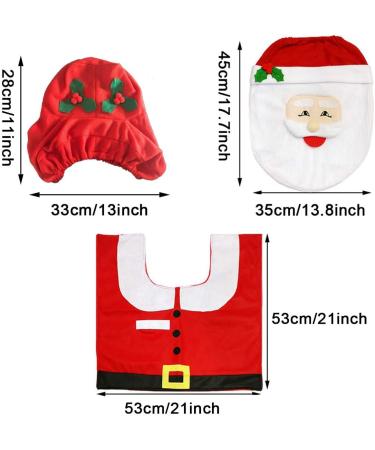 Christmas Toilet Seat Cover Decoration Toilet Case Bathroom Mat Elf New Year Decor Elk Snowman Santa Claus with Floor Mat Three-Piece Sets for Christmas Themed Party Decorate - Buy Online on GoSupps.com