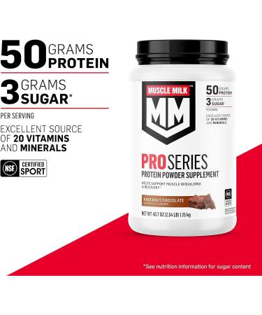 Bundle of Muscle Milk Pro Series Protein Powder Supplement Knockout Chocolate 2 Pound 11 Servings 50g Protein 3g Sugar + Muscle Milk Blender Bottle 24 Oz - Buy Online on GoSupps.com