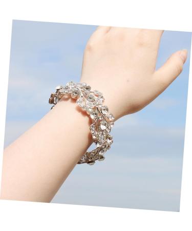 Gleavi Wedding Accessories: Strass & Pearl Bracelets | Diamond & Crystal Bangle for Women | Open Tennis Bracelet - 2pcs Silver - Buy Online on GoSupps.com