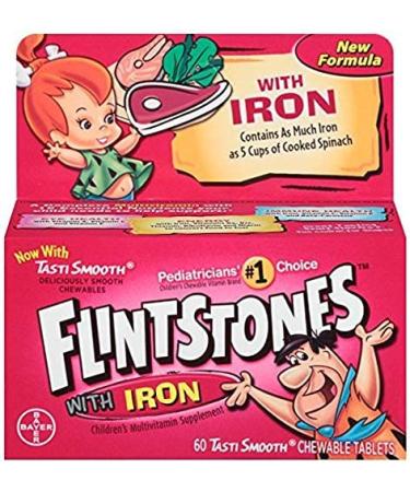 Flintstones Multivitamin with Iron for Kids - 60 Fruit-Flavored Chewable Tablets - Buy Online on GoSupps.com