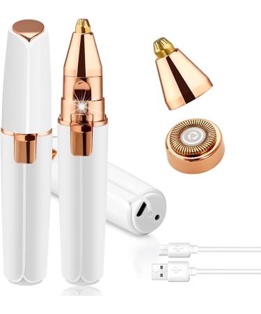 CTFIVING Rechargeble Eyebrow Hair Trimmer 2 IN 1 Electric Painless Facial Hair Remover for Women Portable Eyebrow Hair Removal with Light
