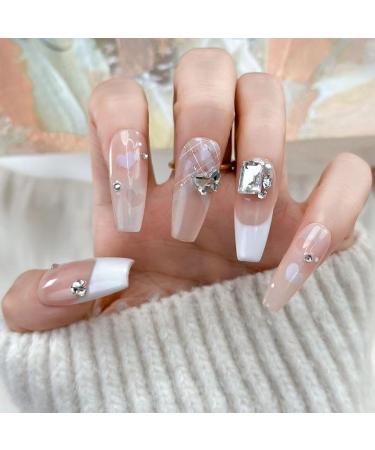 Temperament nail art French bow plaid diamond hollowed out love nail shop nail wear a wedding mandarin duck nail(S) - Buy Online on GoSupps.com