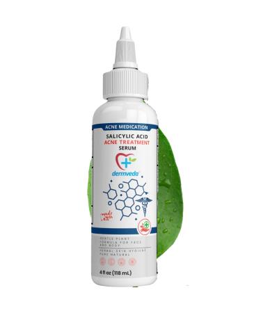 Dermveda Natural Acne Treatment Serum with Salicylic Acid - Effective Cystic Acne Pimple Treatment for Teens Natural Facial Cleanser & Face Moisturizer for Clear Skin - Acne Face Medication