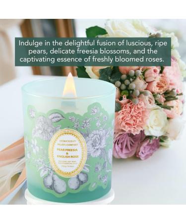Pear Freesia & English Rose Scented Candle | Long Lasting Aromatherapy Candles | Natural Soy Wood Wick | Refreshing Home Fragrance for Women - Buy Online on GoSupps.com