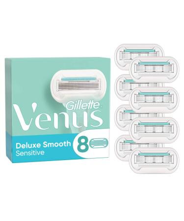 Gillette Venus Deluxe Smooth sensitive razor blades women 8 replacement blades for women's razors with 5-fold blade 8 pieces (1 Pack) old - Buy Online on GoSupps.com