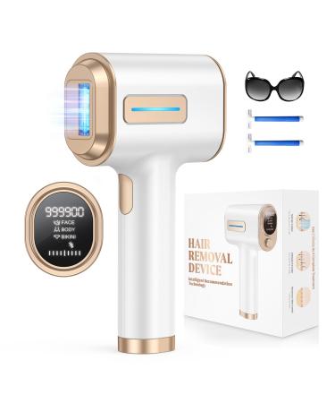 Glattol IPL Laser Hair Removal - 3X Faster with 0.8s Quick Flash Painless & Long Lasting at-Home Hair Removal Device for Whole Body Treatment 9 Intelligent Levels for Customised Comfort White