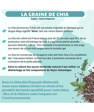 ORGANIC CHIA SEEDS CULTIVATED IN FRANCE - Rich in Protein Omega3 Fiber Ideal Slimming Transit High Quality Chia Seeds Smoothies and Salads Chia Seeds (200G) - Buy Online on GoSupps.com