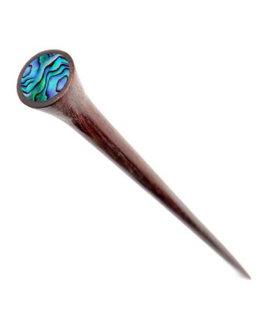 81stgeneration Natural Wood Brown Abalone Shell Boho Hair Hairpin for Women