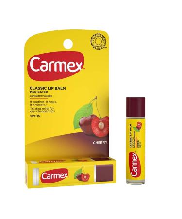 Carmex Cherry Flavor Moisturizing Lip Balm Stick SPF 15 - Hydrating Lip Care for All Skin Types - Protect & Nourish Your Lips - Buy Online on GoSupps.com
