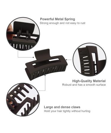 YEEPSYS Hair Claw Clips for Women and Girls - Strong Hold Hair Accessories (Pack of 2) - 3.5 inch Matte Black+ Dark Brown - Buy Online on GoSupps.com