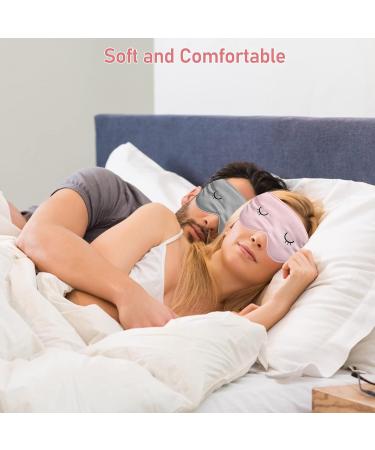 Lusofie 2Pcs Kids Silk Sleep Mask Set - Adjustable Eye Masks for Girls & Boys - Includes Storage Bag - Gray Pink - Ideal for Adults - Buy Online on GoSupps.com