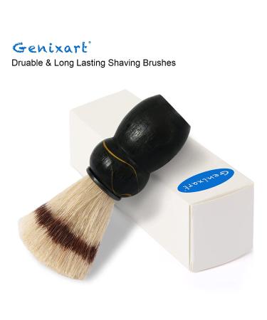 Genixart Pure Horsehair Shaving Brush with Black Wooden Handle - Handcrafted Shaving Brush for Men (1 pc Gift Pack) - Buy Online on GoSupps.com