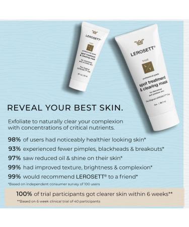 LEROSETT Spot Treatment & Clay Mask - Swedish Clay for Acne Prone Skin - Minimize Pores, Pimples, Blackheads, Detox & Blemishes - All-Natural, Vegan - 3 oz - Buy Online on GoSupps.com