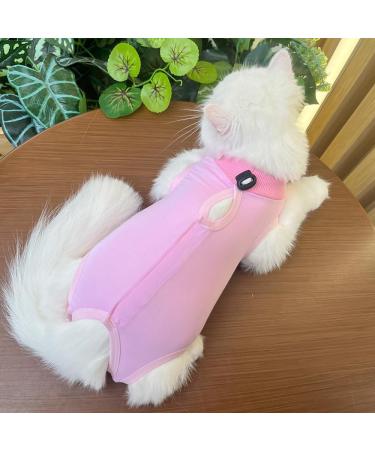 Yoolhamy Cat Recovery Suit | Elizabethan Collar Alternative for Wounds | Anti-Lick Abdominal Care | Pink & White | Size S - Buy Online on GoSupps.com