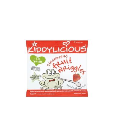 Kiddylicious Strawberry Fruit Wriggles 12mth+ (12g) - Pack of 2