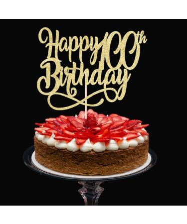 Qertesl Gold Glitter Happy 100th Birthday Cake Topper Cheers to 100 Years happy 100th Birthday Cake Topper 100th Anniversary Cake Topper men and women 100 years old happy birthday Party Decoration Gold100 - Buy Online on GoSupps.com