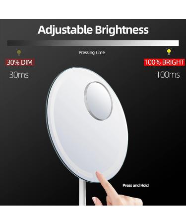 HOMEMIRO 8.3 Large Lighted Makeup Mirror - 3 Color Lights, Stepless Dimming, LED Vanity Mirror for Makeup - 5X Magnifying Travel Mirror - Black - Buy Online on GoSupps.com