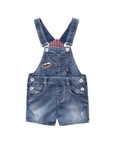 KIDSCOOL SPACE Little Girl Jean Overalls Big Ripped Denim Shortalls 4-5 Years Blue-1922