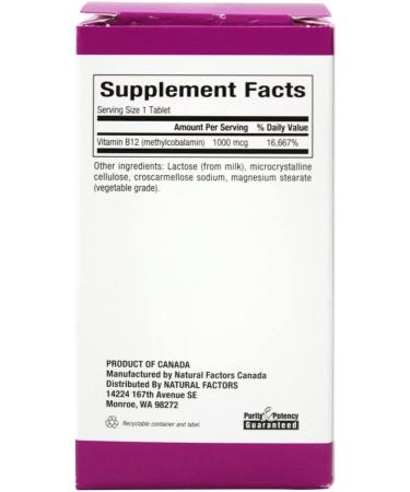 Natural Factors B12 Methylcobalamin 1000 mcg - 90 Chewable Tablets for Energy & Wellness - Buy Online on GoSupps.com