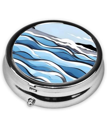 Portable Travel Pill Box Organizer | Waves Lapping at The Rocks | 3 Compartment Round Pill Box for International Shipping - Buy Online on GoSupps.com