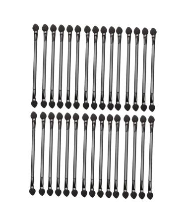 VINTORKY 30pcs Double Ended Eyeshadow Brush Cosmetic Tool Bling Makeup Brushes Sponge Black Artificial Fiber