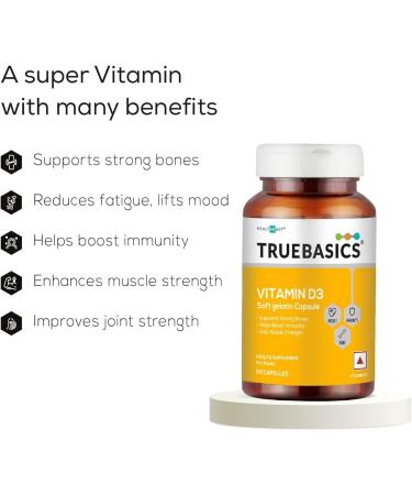 Generic Vitamin D3 600 IU for Healthy Bones Strong Muscles Boosts Immunity & Calcium Absorption 50 Vitamin D Capsules - Buy Online on GoSupps.com