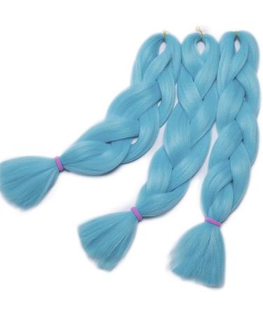24 Inch Synthetic Braiding Hair Extensions Crochet One Piece 100g Hair Braid Heat-Resistant - Sky Blue - Buy Online on GoSupps.com