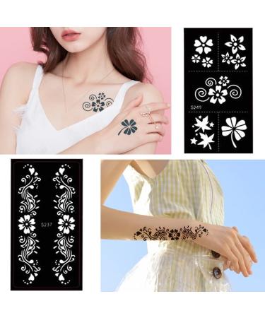 Henna Tattoo Stencil Set - 20 Sheets of Indian Arabian Temporary Tattoo Templates for Hands, Arms, Shoulders, and Legs - Buy Online on GoSupps.com