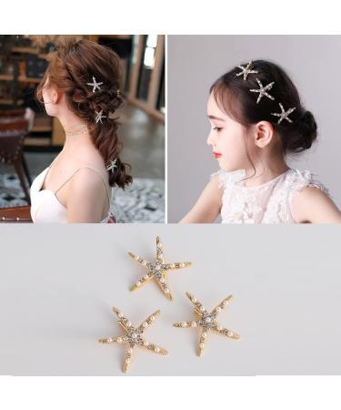 WANLIAN 3 Pieces Jewelry Starfish Hair Clip Bridal Flower Girl Accessory Clip Bridal Wedding Tiara For Party Wedding Celebration Show