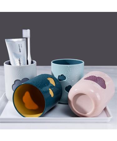 Digjobk Light Blue Toothbrush Mug - Creative & Simple Dental Cylinder Cup for Couples | Cloudwash Handle | Perfect Household Bathroom Accessory - Buy Online on GoSupps.com