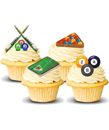 24x Pre-cut Snooker Pool 3-4cm Edible Wafer Card Standing Cupcake Toppers Birthday Party Cake Decorations (Premium Wafer Card) - Buy Online on GoSupps.com