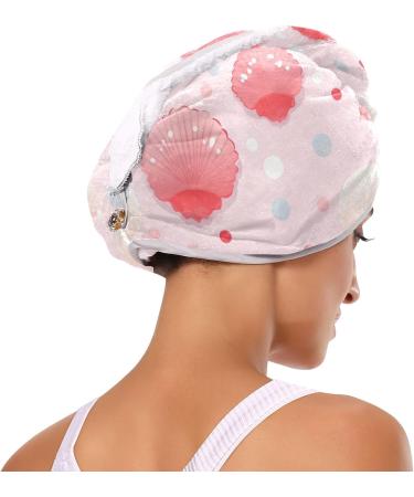 Pink Scallop Hair Towel 2 Pack - Super Absorbent Quick Dry Hair Turbans for Women & Girls - Buy Online on GoSupps.com