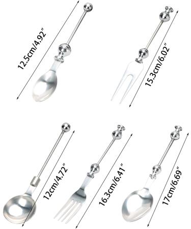 Muloo DIY Stainless Steel Dessert Sugar Spoon Unique Bead Fruit Fork Personalized Tableware Western Food Forks Kitchen Tool 5# - Buy Online on GoSupps.com