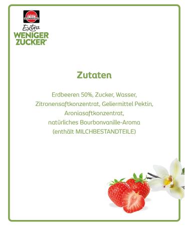 Schwartau Extra Less Sugar Strawberry-Vanilla Fruit Spread 300g | Reduced Sugar Jam for Healthy Snacking - Buy Online on GoSupps.com