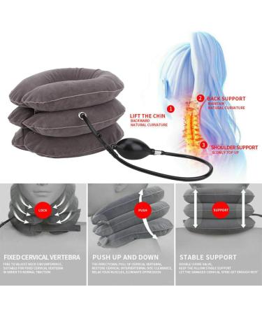 Inflatable Cervical Neck Traction Device Portable Neck Brace Support Stretcher Gray for Neck - Buy Online on GoSupps.com