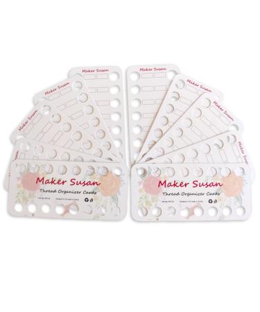 Maker Susan 10 Pack Embroidery Thread Organizer Cards Embroidery Floss Organizer Holder 16 Positions Cross Stitch Bobbin for Thread Craft DIY Sewing Storage Cardboard Floss Bobbins Thread Keeper 10 Pieces Set