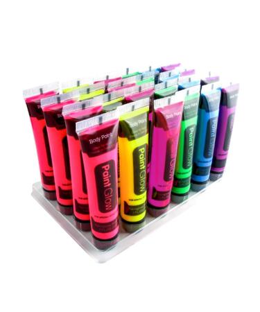 UV Glow Blacklight Face and Body Paint - 6 Color 24 tubes - Day or Night Stage Clubbing or Costume Makeup