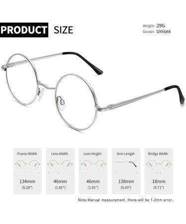 Joopin Blue Light Filter Glasses for Men - Round Metal Frame Gaming & Computer Glasses - Anti-Blue Light A22-Sliber - Buy Online on GoSupps.com